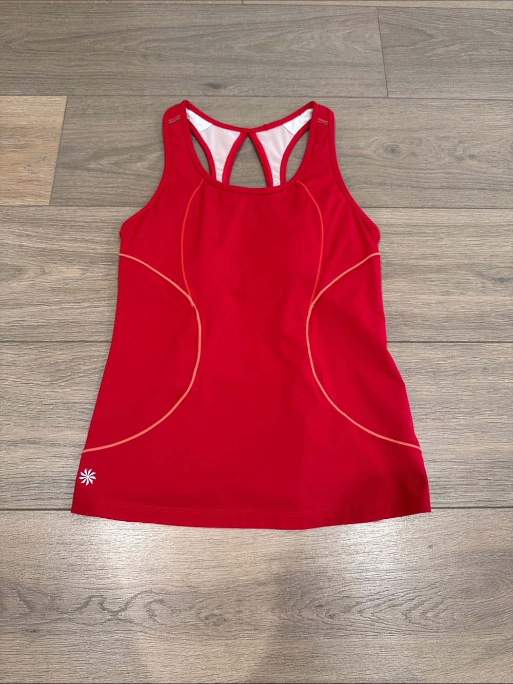 ATHLETA Red Orange Swim Bike Running Active Workout Shelf Bra Tank Top Size S